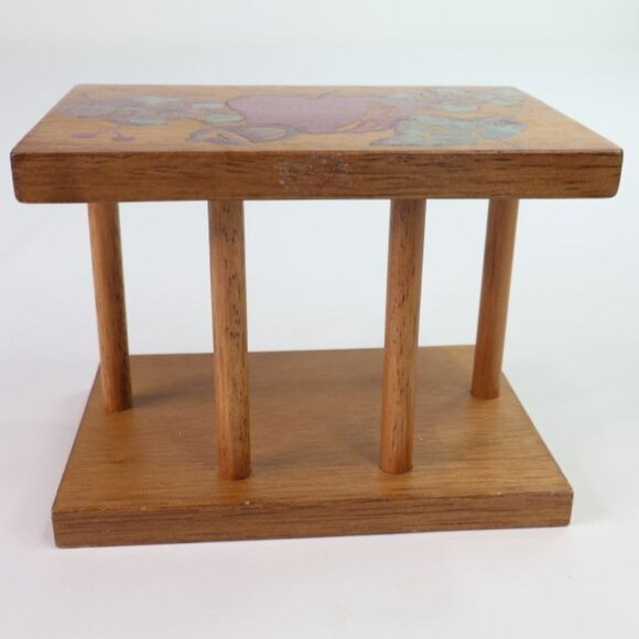 Apple Drink Coaster Set Wood Holder Leaf Design Country Core Farmhouse - Picture 6 of 12